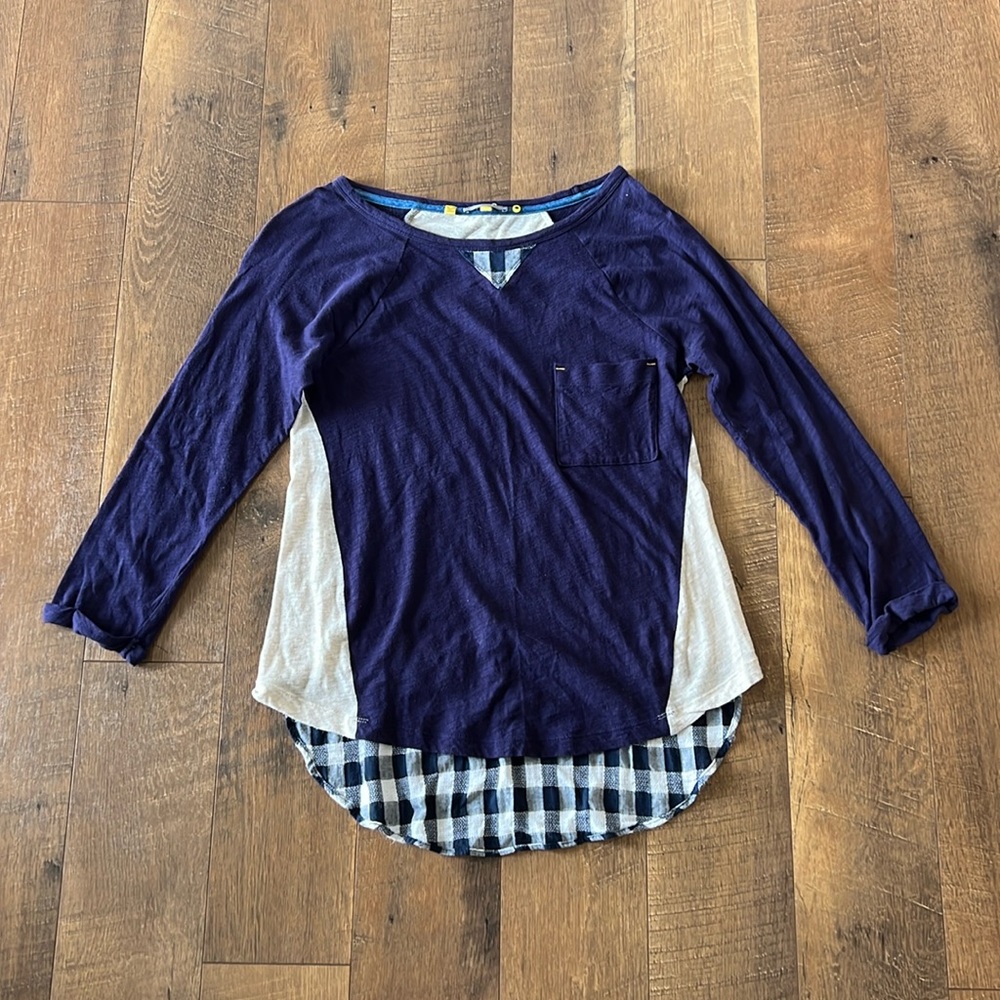 Anthropologie Navy, Cream & Black Layered-Look Long Sleeve Tee